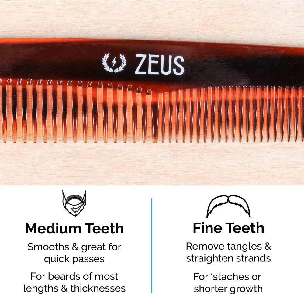 ZEUS ZEUS Beard & Mustache Comb for Men, Handmade Saw-Cut Hair Comb for Untangling & Styling Beard (Traditional) V11
