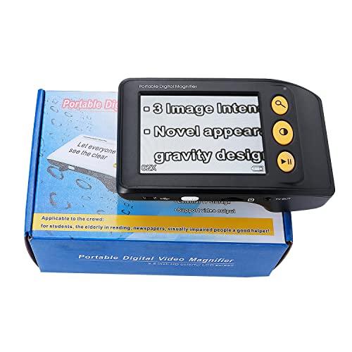 JOYWEE Portable Digital Video Magnifier Electronic Reading Aid 3.5 Inch LCD Screen for Low Vision 2x-25x Zoom Foldable Handle (Black)