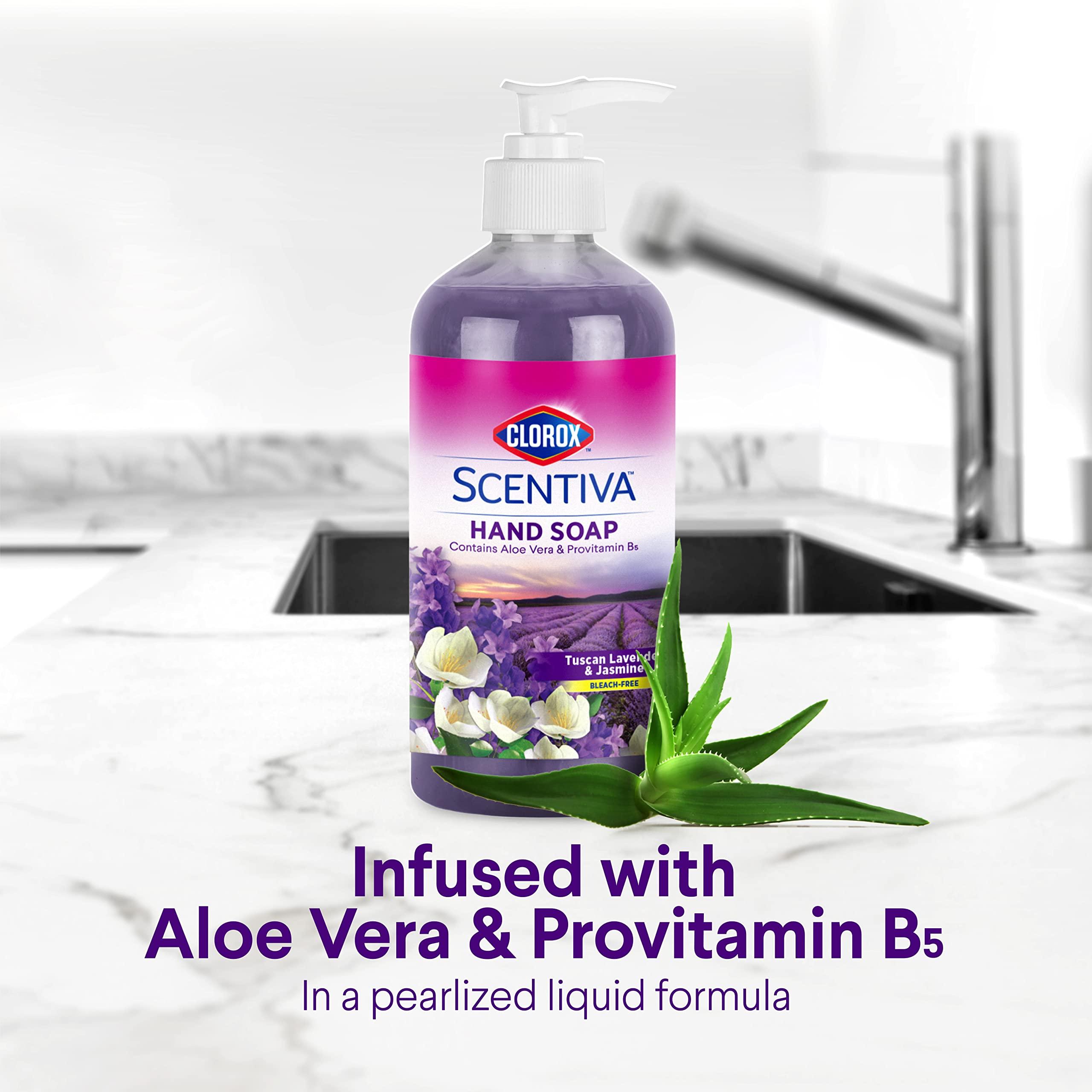 Clorox Clorox Scentiva Liquid Hand Soap 14 oz Liquid Hand Wash with Aloe Vera Vitamin B5 BleachFree Scented Hand Soap for Kitchen or Bathroom, Tuscan Lavender & Jasmine, 1 Count (Pack of 4)