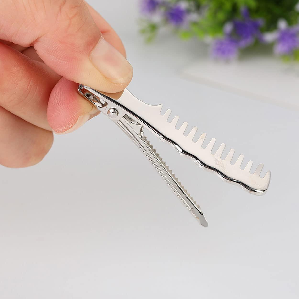 Spangmaoile Personalized Scissors Shape Hair Clips Punk Hair Pin Cute Claw Barrettes Side Clip Hair Accessories for Women Girls Gift 2PCS (comb shape, Silver)