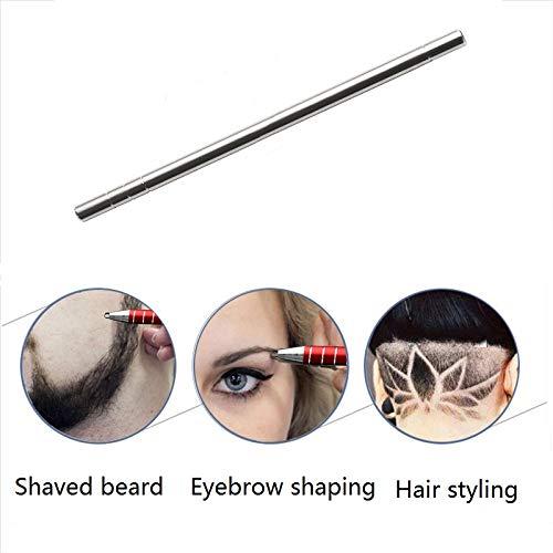 Beikalone Beikalone Hair Tattoo Razor Pen, Stainless Steel Hairstyle Design Trimmer, with Tweezers and 10 Pieces Blades, for Eyebrow Mustache Hair Styling Art