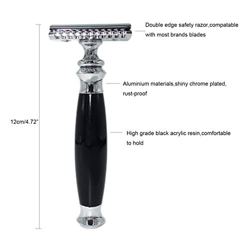 Magyfosia Magyfosia Classic Men's Double Edge Safety Razor Kit includes Pure Badger Hair Shaving Brush,Heart Shape Razor & Brush Stand Holder and Shaving Bowl Christmas Original Gift Set