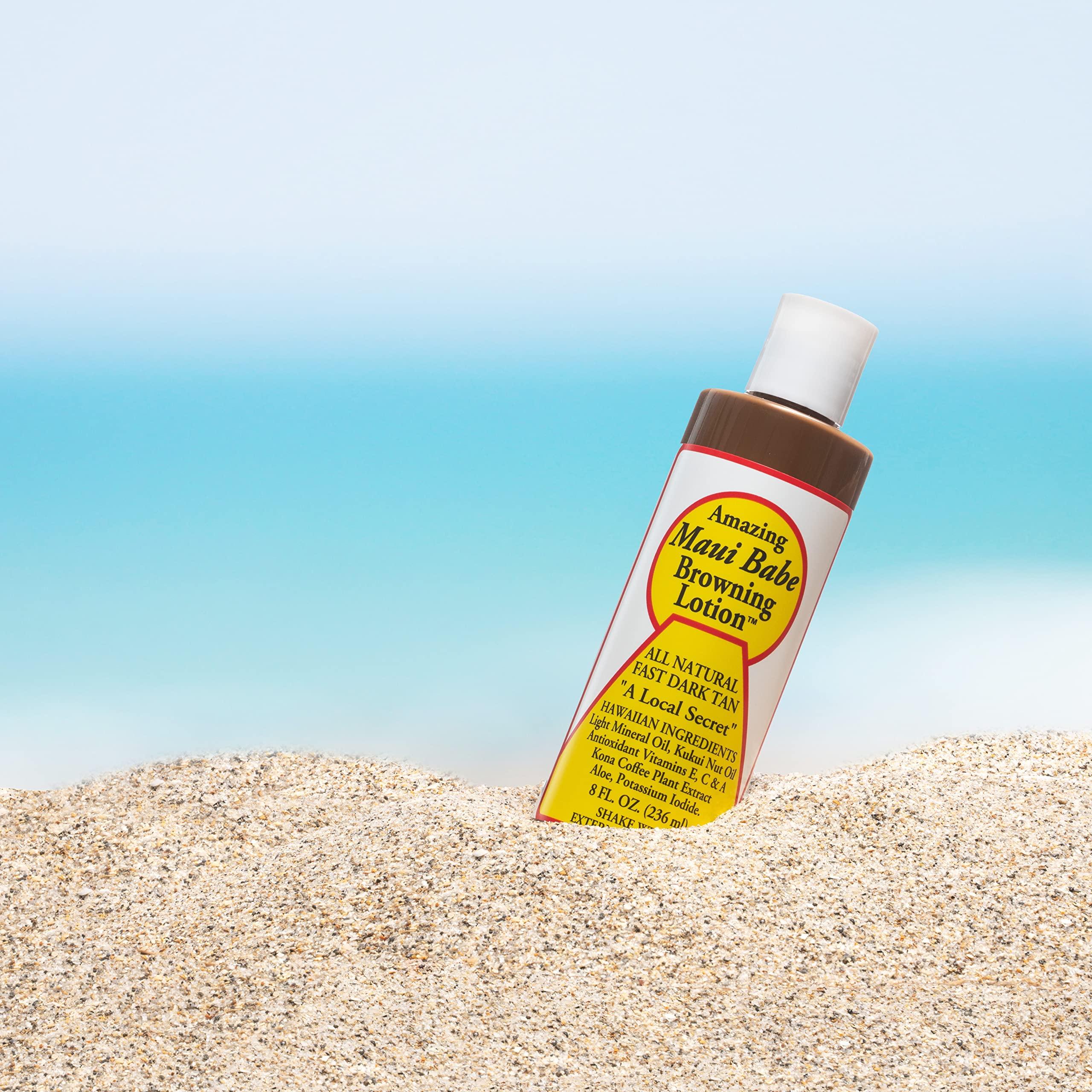 Nautical Crush Trading Maui Babe Before And After Browning Lotion 2 Pack - Outdoor Tanning Lotion 8oz & After Sun Lotion 8 oz With Makeup Bag - Maui Babe Suntan Lotion - Dark Tanning Formula Sun Tanning Lotion