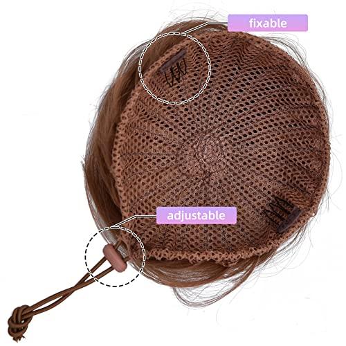 HSPJHTM HSPJHTM 2 PCS Brown Hair Bun Hair Pieces for Women Girls Lady Drawstring Fake Ballet Bun Extensions Synthetic Updo Donut Chignon
