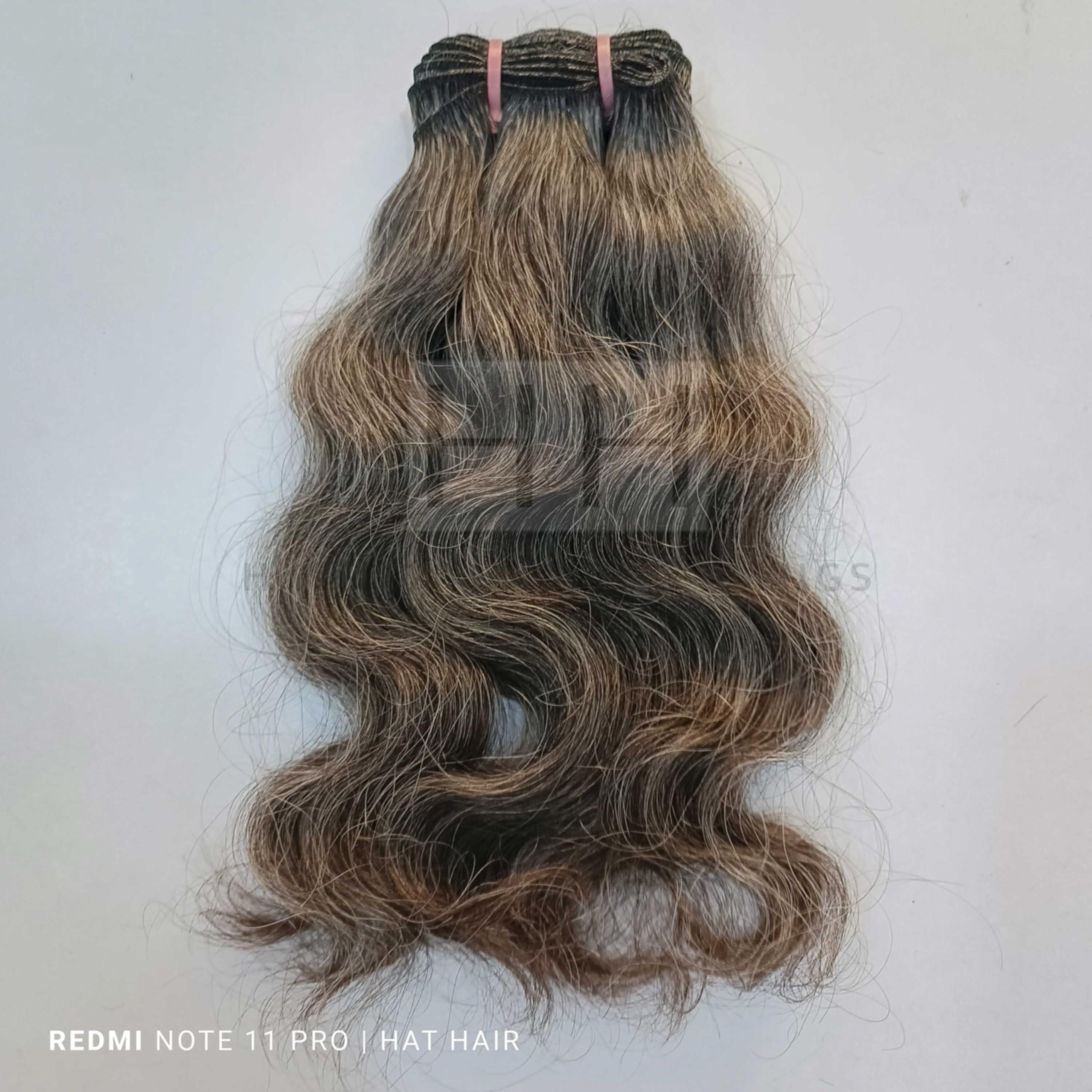 Generic Raw unprocessed Grey - Salt and Pepper Indian Wavy Human Hair Extensions - Remy Human Hair Extensions Single Donor Bundle (100 grams - 3.5 oz) (18 Inches)