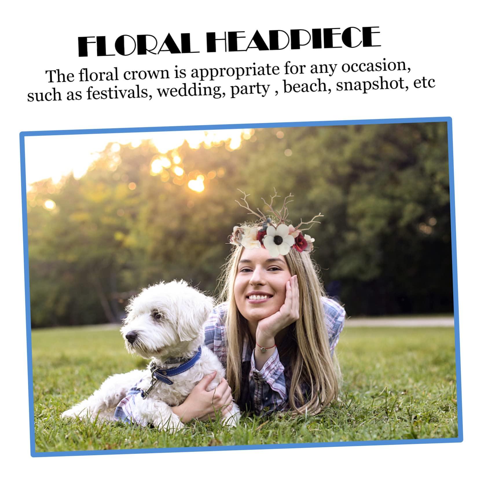 waenhasd waenhasd Flower Head Wreath Flower Headband Floral Headpiece Flower Crown Flower Headwear/1150, 21213