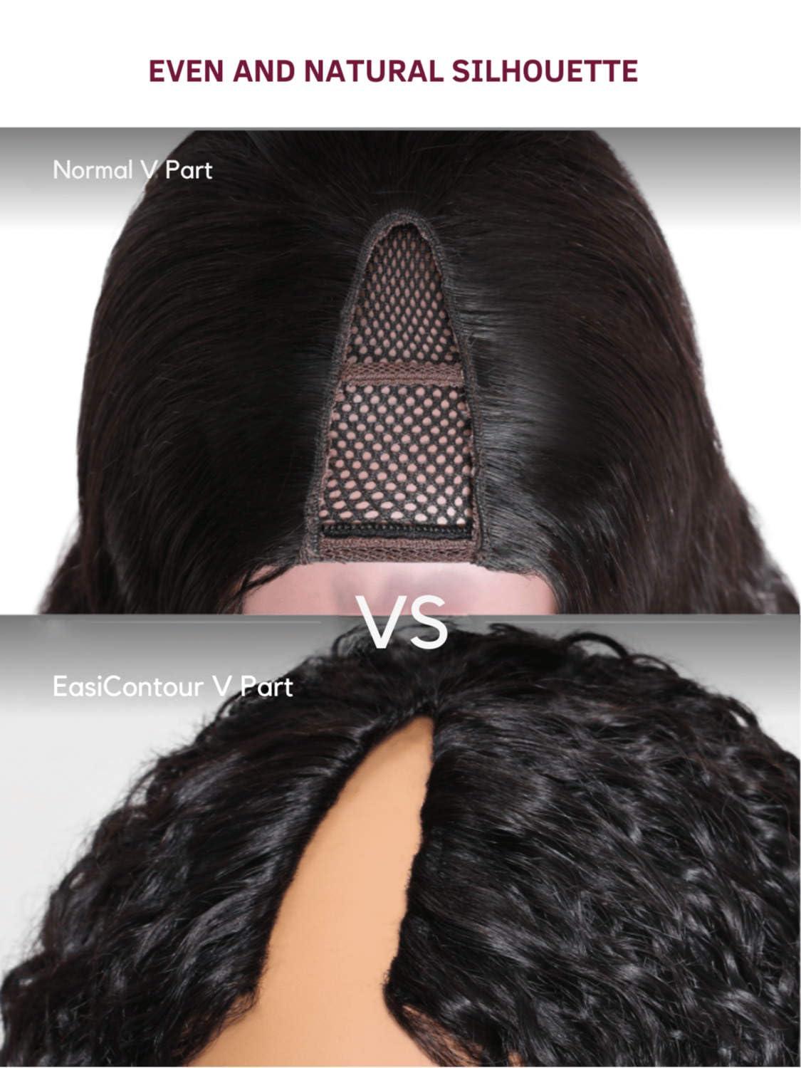 Beauty Forever Beauty Forever V Part Wig Human Hair Curly EasiContour Vpart Wigs No Leave Out Glueless Upgraded U Part Wigs for Women Clip In Half Wig None Lace Front Wigs Natural Color 150% Density 20inch