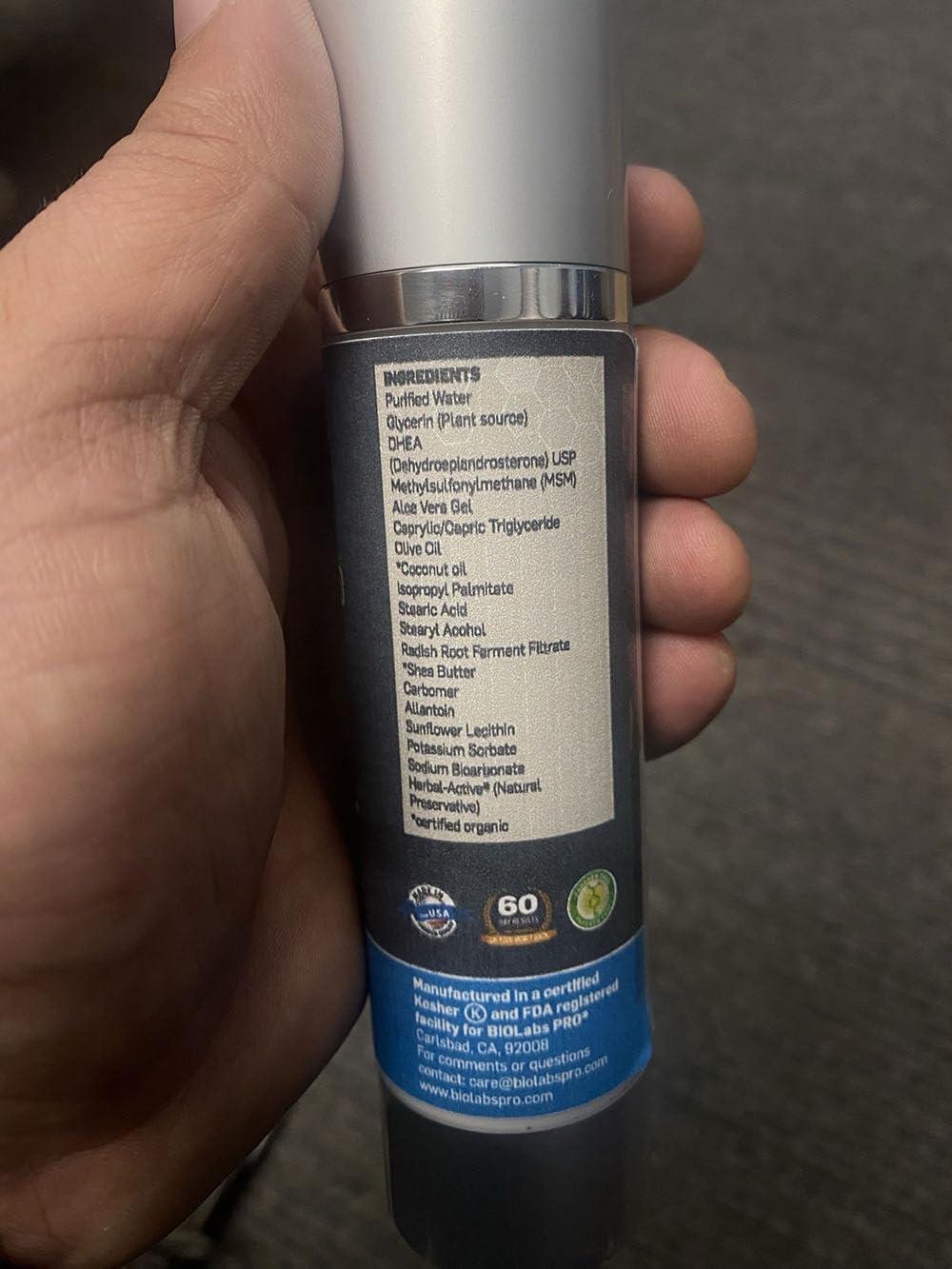 BIOLABS PRO DHEA Cream 50mg for Women and Men, Maximum Strength Natural DHEA Cosmetic Formulation for Skin Hydration Balance, Pure Non-GMO, Gluten-Free, Paraben-Free, Skin Cream 3-Month Supply (Unscented - 3.6oz)