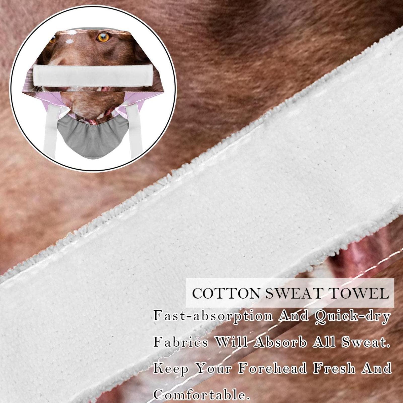 Lyetny Dog Border Collie Pet Animal Scrub Caps Hats Women Bouffant Working Hat Ponytail Holder for Women Long Hair Covers 2PCS