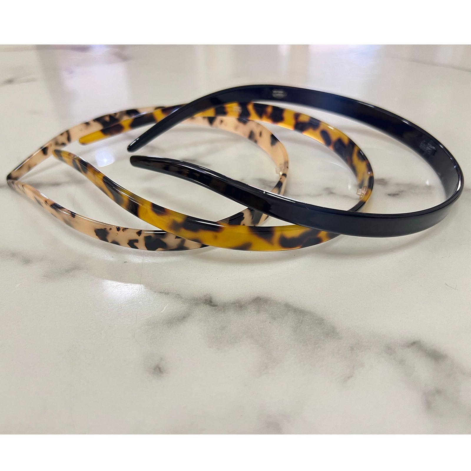 KOVOLITU KOVOLITU 3 Pack Eyewear Headbands Comfortable Plain Headbands for Women Headband Designed for Eyewear Fashion Skinny Headbands(Black,Tortoise,Amber)