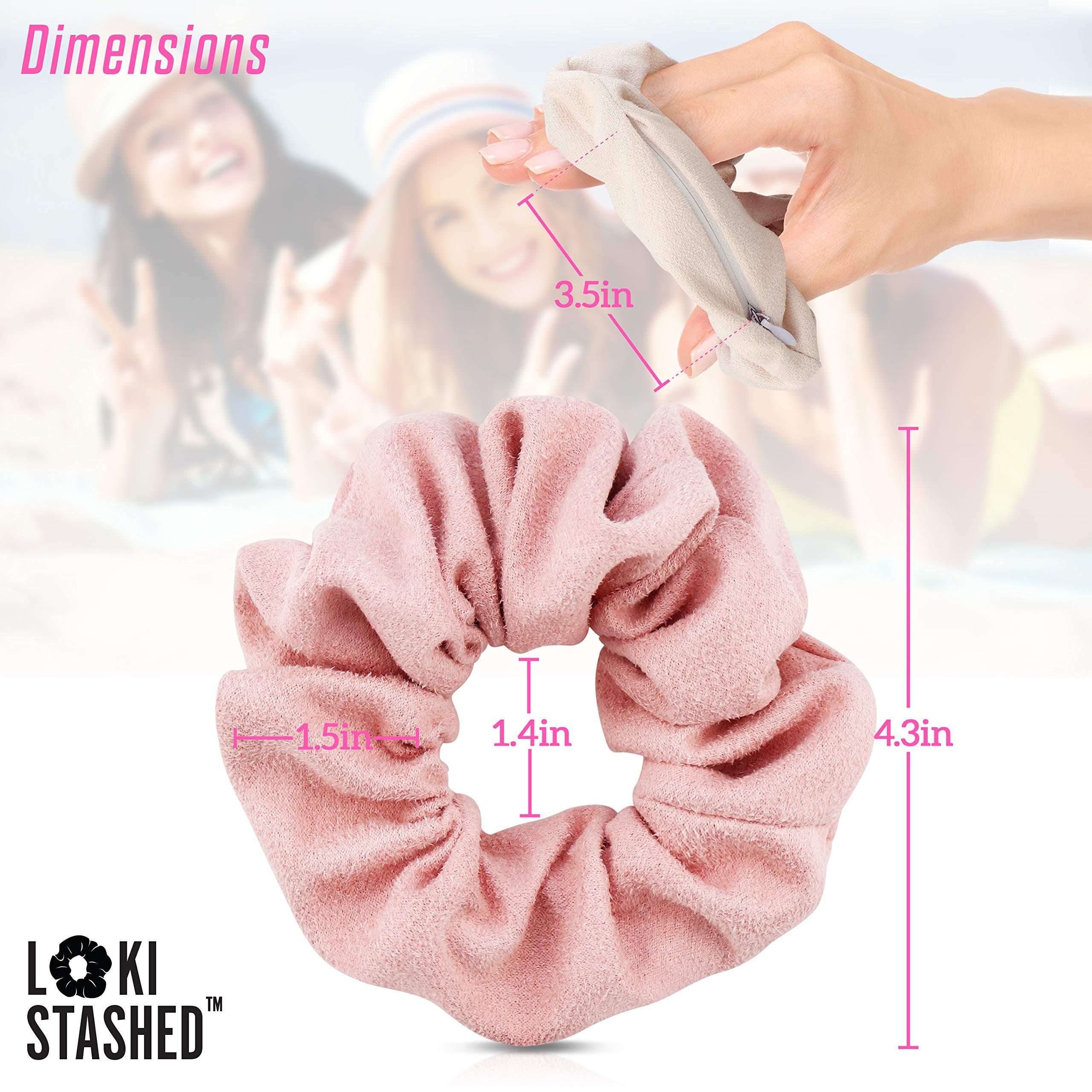 LOKISTASHED LokiStashed 3-PACK Suede Hair Tie Scrunchies for VSCO Girls & Women, THE ORIGINAL HIDDEN POCKET SCRUNCHIE with Zipper Pocket Storage, Accessories, Small Items, Keys, Money (Pastel)