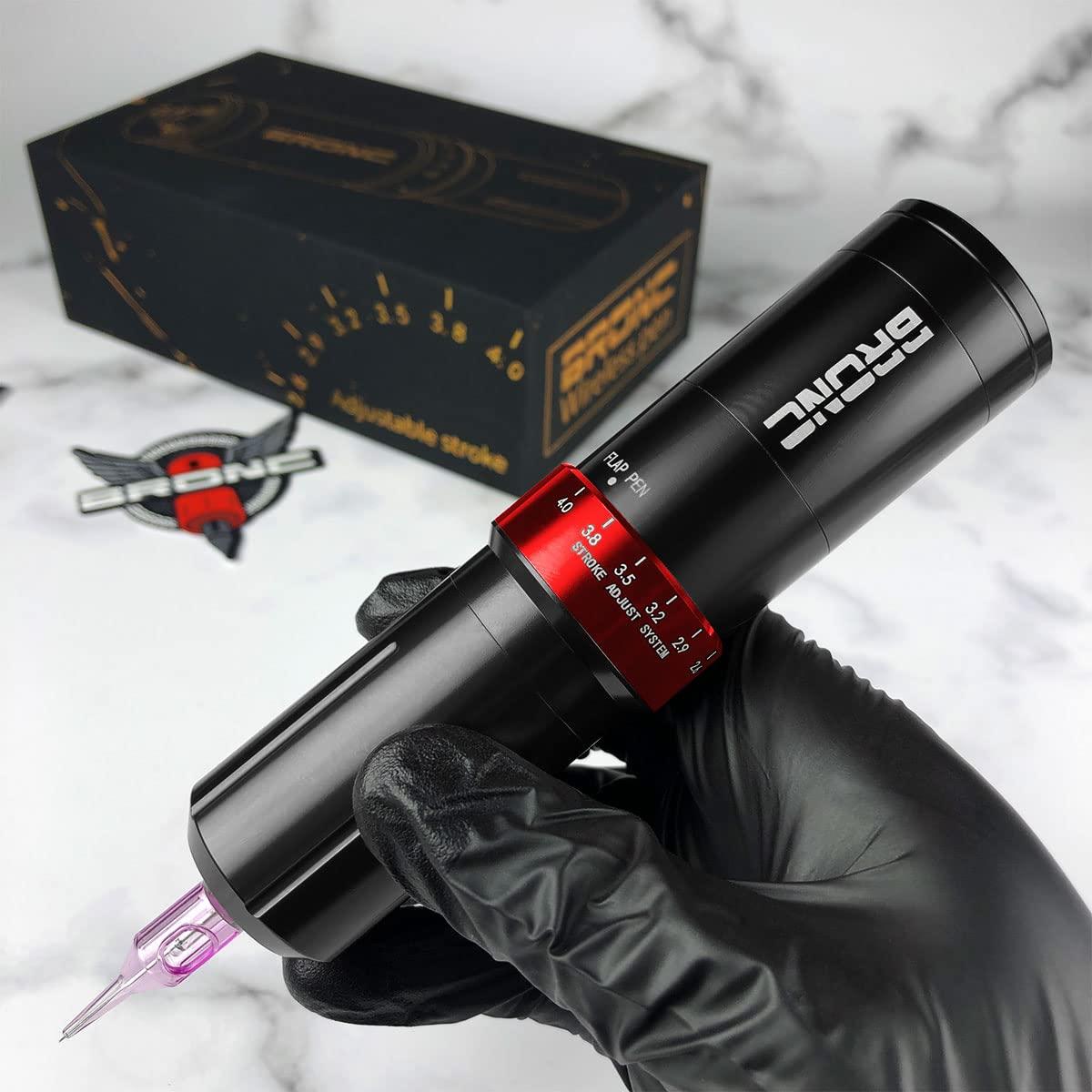 BIGWASP BRONC Max Tattoo Machine Rotary Pen (Black) & BIGWASP (4th Gen) 50pcs Assorted #10 RL