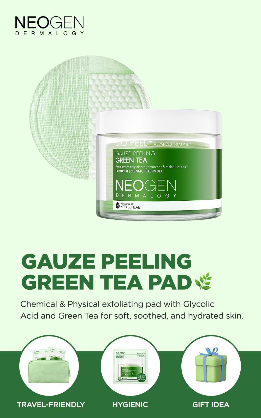DERMALOGY by NEOGENLAB DERMALOGY by NEOGENLAB Bio-Peel Gauze Peeling Pads Green Tea, 30 pads & Real Ferment Micro Serum