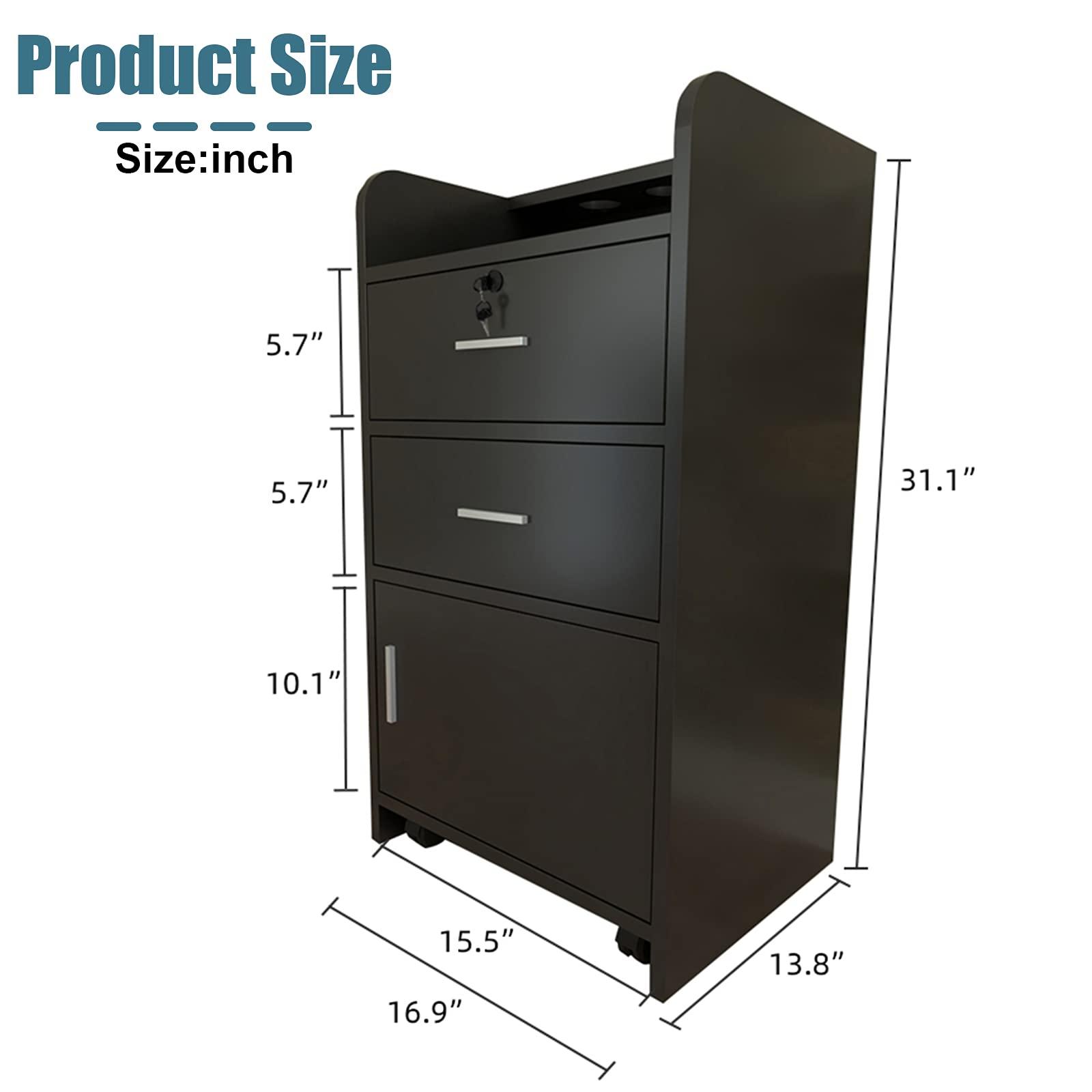 Goujxcy Goujxcy Barber Salon Station for Hair Stylist, Black Salon Barber Storage Cabinet Hair Station, Space-saving Salon Cabinets, Salon Beauty Equipment with 2 Drawers,1 Door,3 Hair Dryer