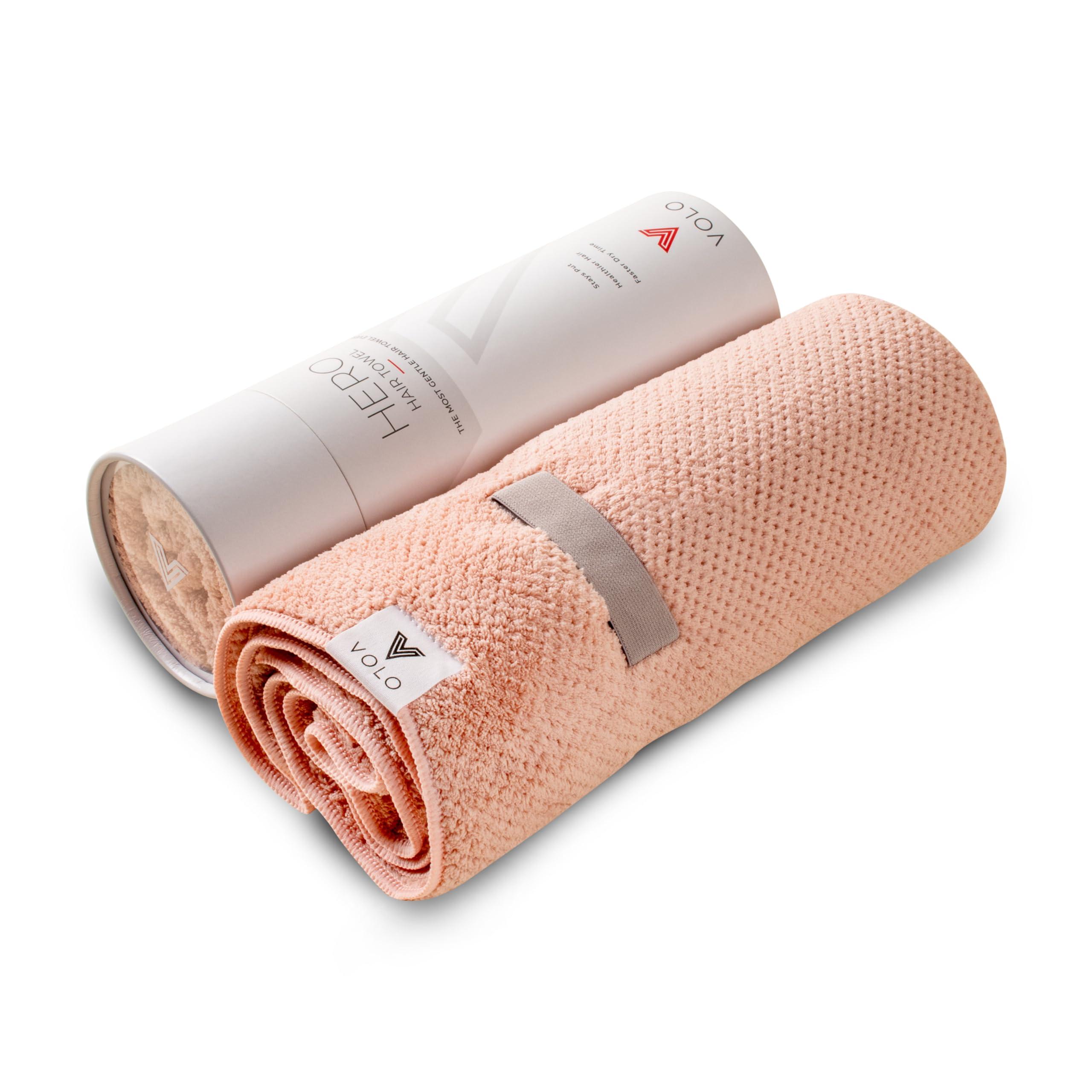 VOLO VOLO Hero Cloud Pink Hair Towel - Ultra Soft, Quick Drying, Anti Frizz & Breakage, 30% More Fabric, Snug Strap