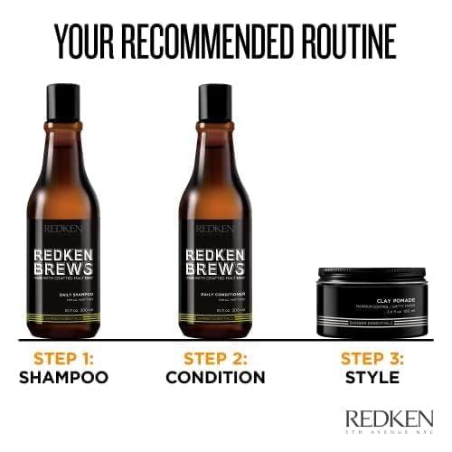 Redken Brews Redken Brews Clay Pomade For Men | Men\'s Volumizing Clay Pomade | Long-Lasting High Hold | Matte Finish | For Fine And Medium Hair Types | 3.4 Fl. Oz
