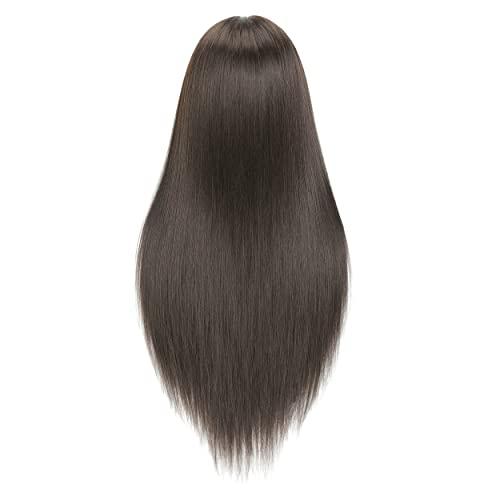 LOHXINHAIR LOHXINHAIR 30 Inch Long Brown Hair Mannequin Head 20% Human Hair Manikin Cosmetology Doll Training Head for Hairdresser Practice Braiding Styling Curling Cutting Updos Display with Table Clamp Stand