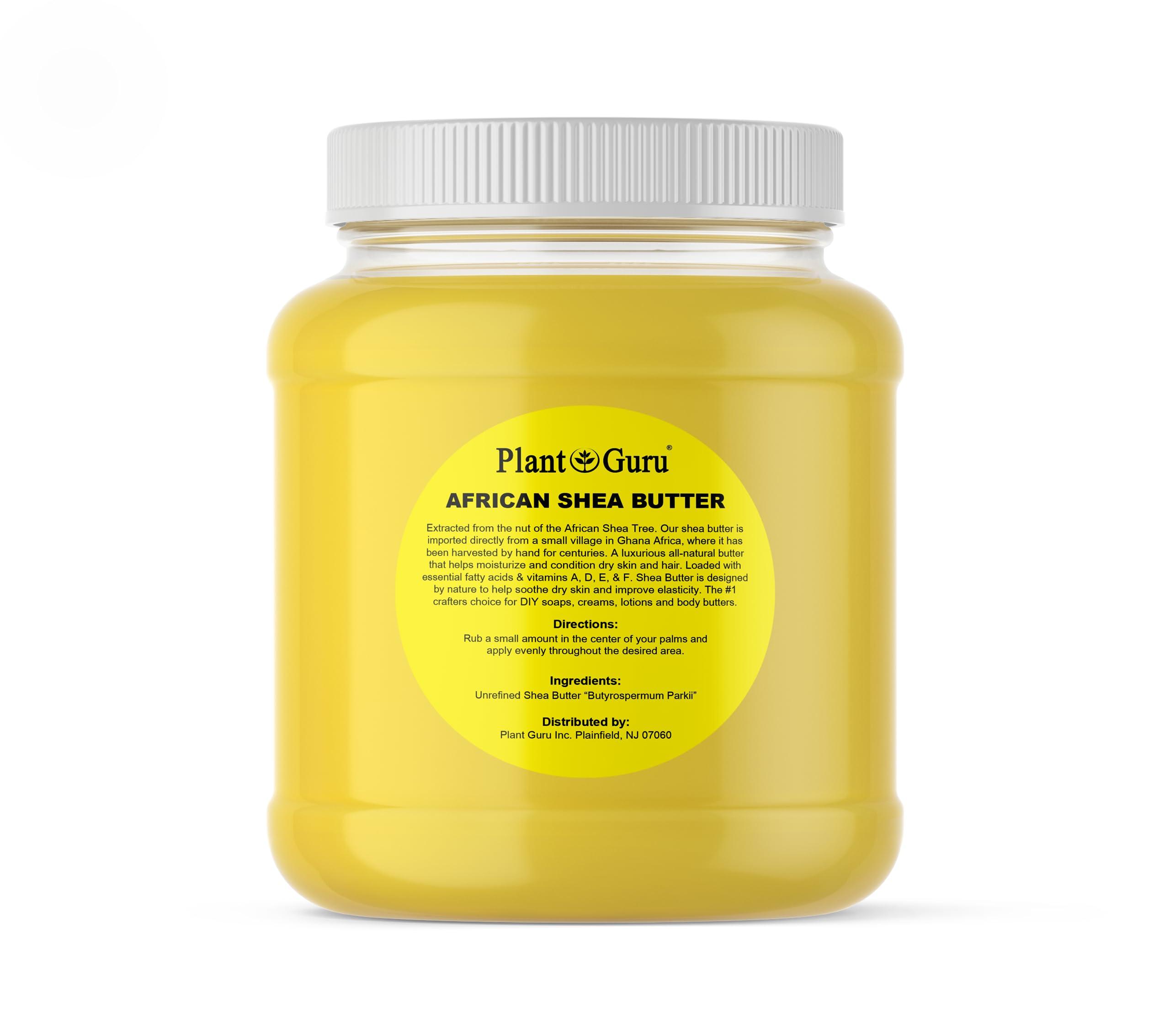 Plant Guru Raw African Shea Butter 3 lbs. Bulk 100% Pure Natural Unrefined YELLOW Grade A - Ideal Moisturizer For Dry Skin, Body, Face And Hair Growth. Great For DIY Soap and Lip balm Making.