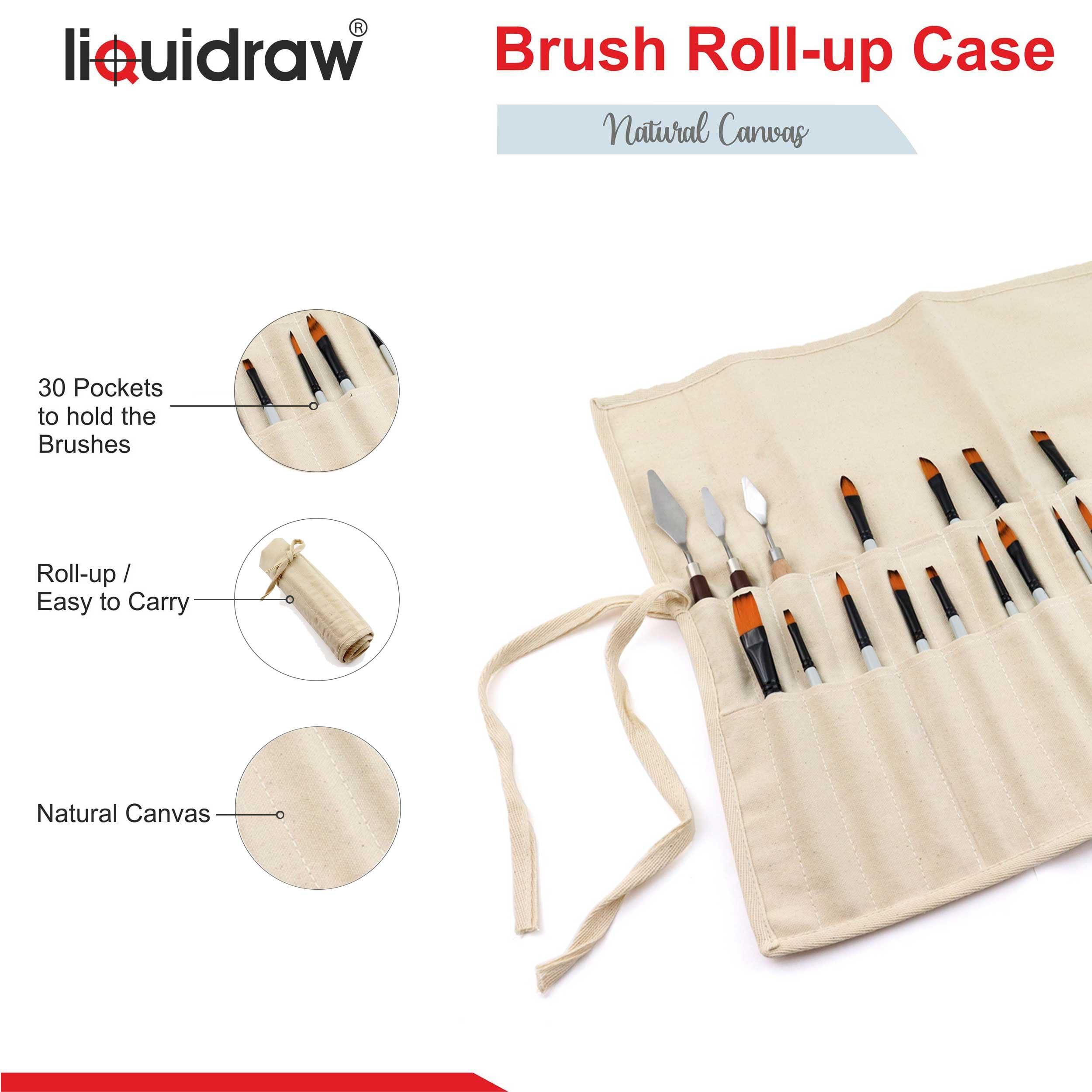 Liquidraw Liquidraw Paint Brush Holder 30 Pocket Roll Up Brush Bag Case Storage Pouch Make up Brush Case