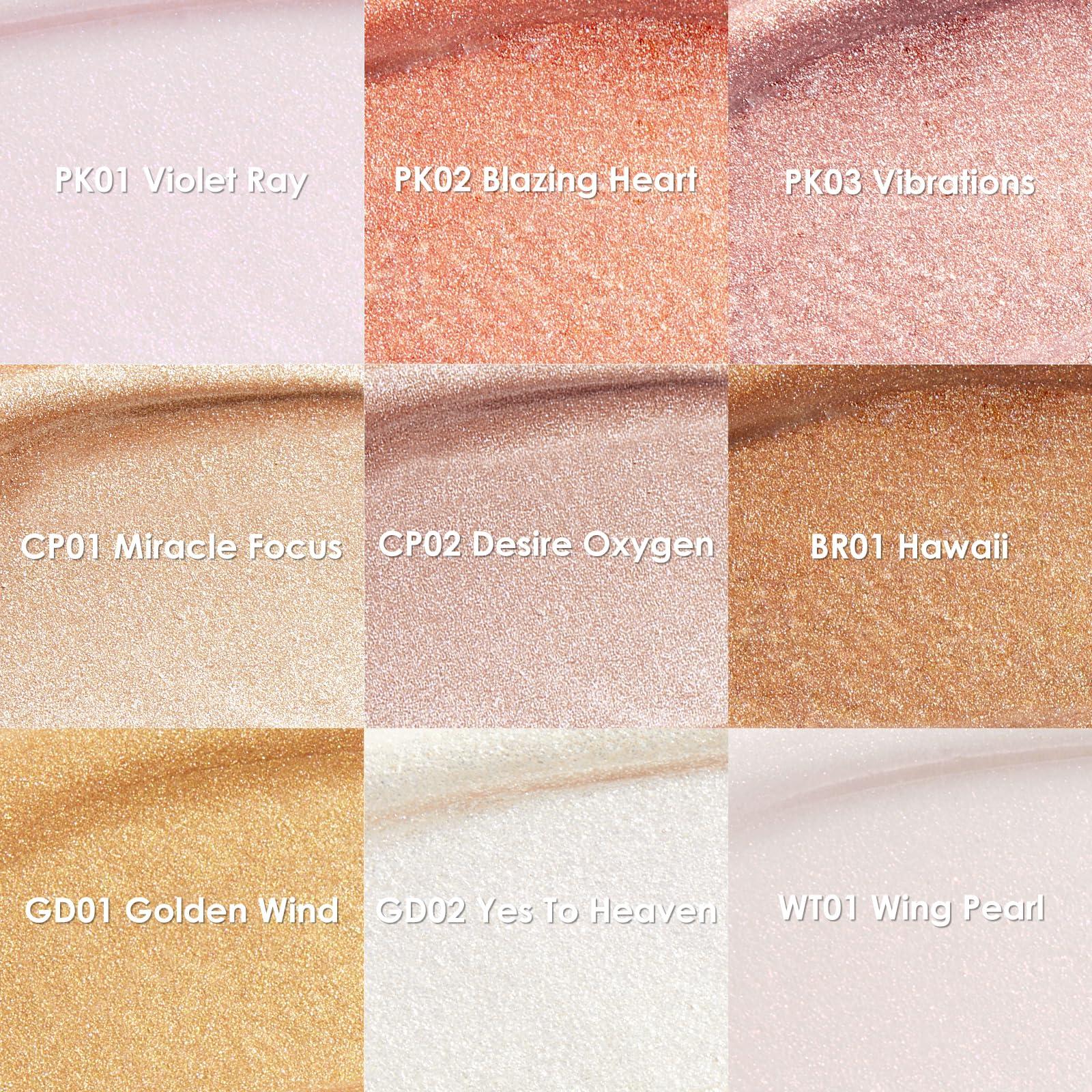 FOCALLURE FOCALLURE Shimmer Liquid Highlighter, Smooth Cream Formula and Non-greasy Finish,Delivers a Natural Glow, Long Lasting Illuminator Highlighter Face Enhancing Makeup,Violet Ray