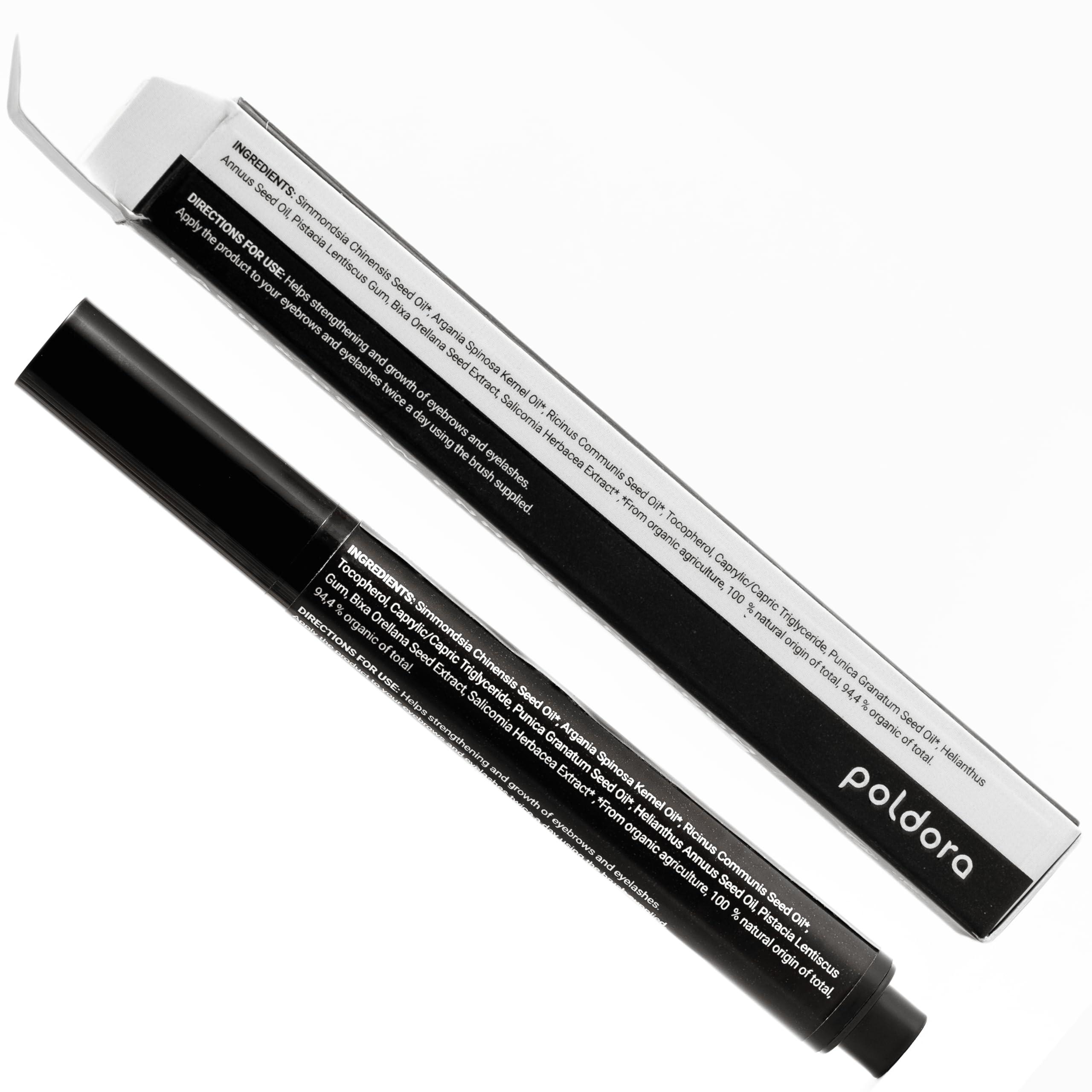 poldora Poldora Lash Serum Certified Organic Eye Lash Serum for Eyelash & Eyebrow Growth: Rapid Growth Lash Serum for Natural Lashes, No Irritation - Castor Oil, Argan, Jojoba, Longer, Thicker, Fuller Lashes