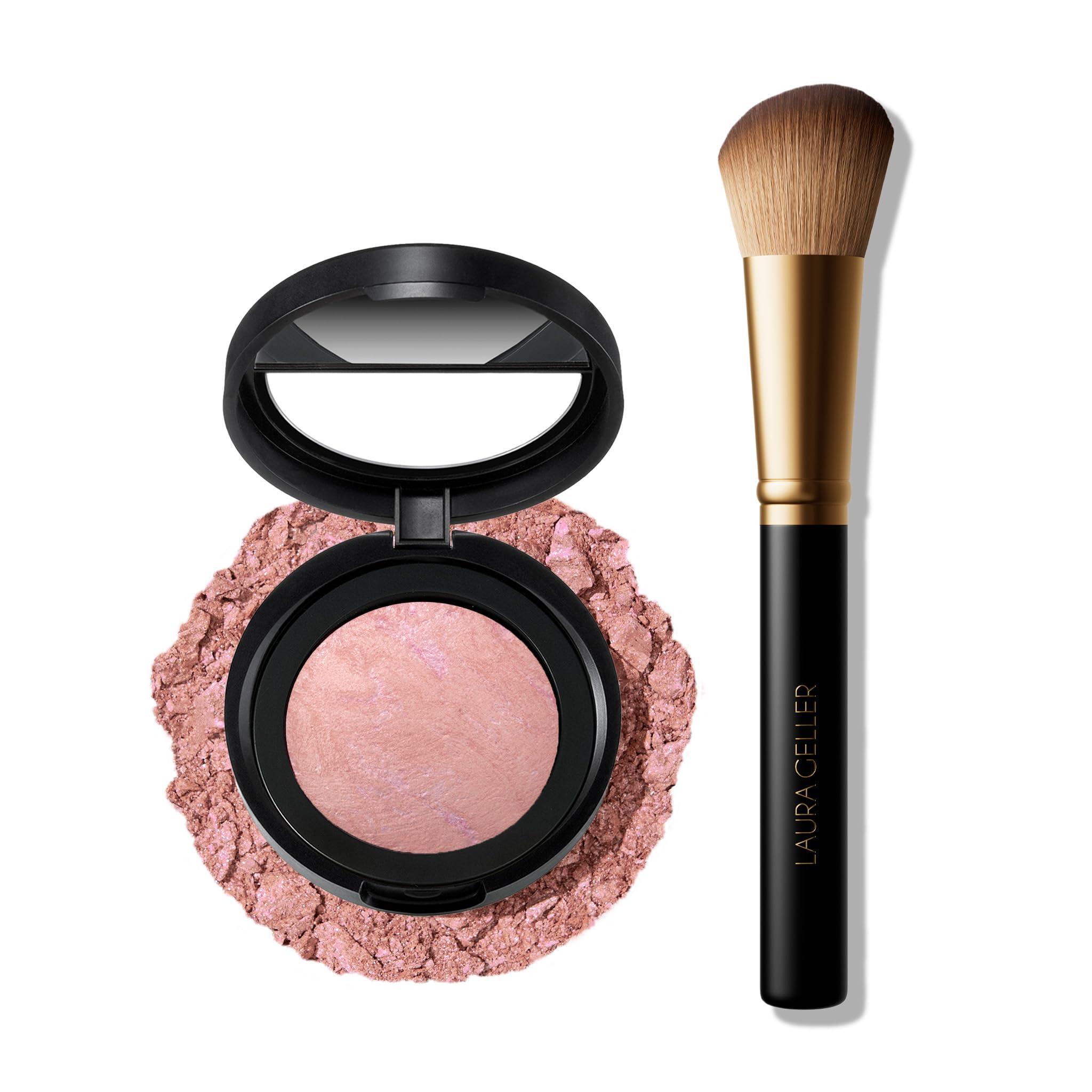 LAURA GELLER NEW YORK LAURA GELLER NEW YORK Baked Blush-n-Brighten Marbleized Blush + Angled Blush Brush (04 Ethereal Rose, 47mm)