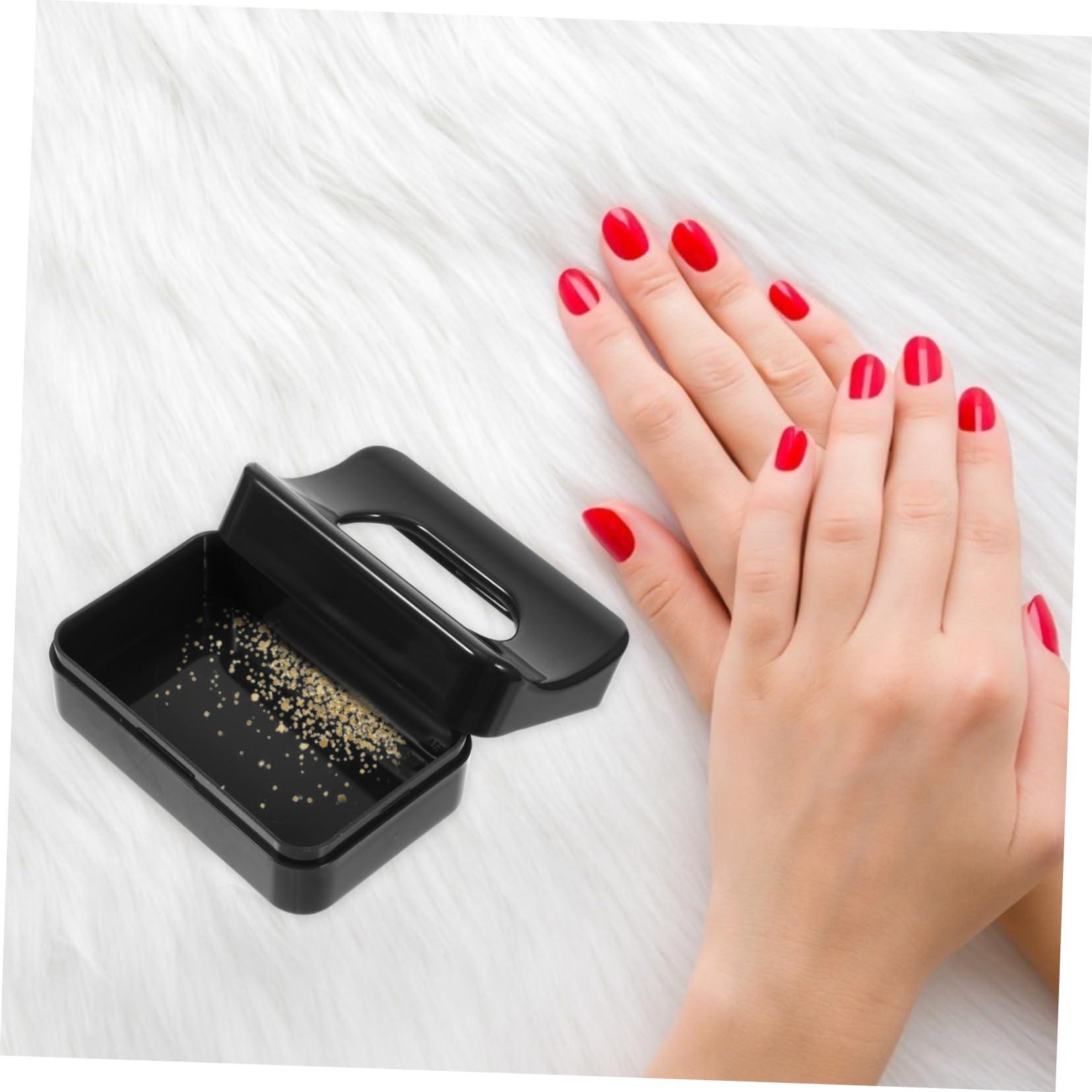 Housoutil Housoutil 3 Pcs Glitter Storage Box Black Trays Nail Glitter Case Black Serving Tray Nail Art Tool Nail Dip Case Dip Rhinestone Balm Tin Jar Containers Tubes Gloss Lids Plastic