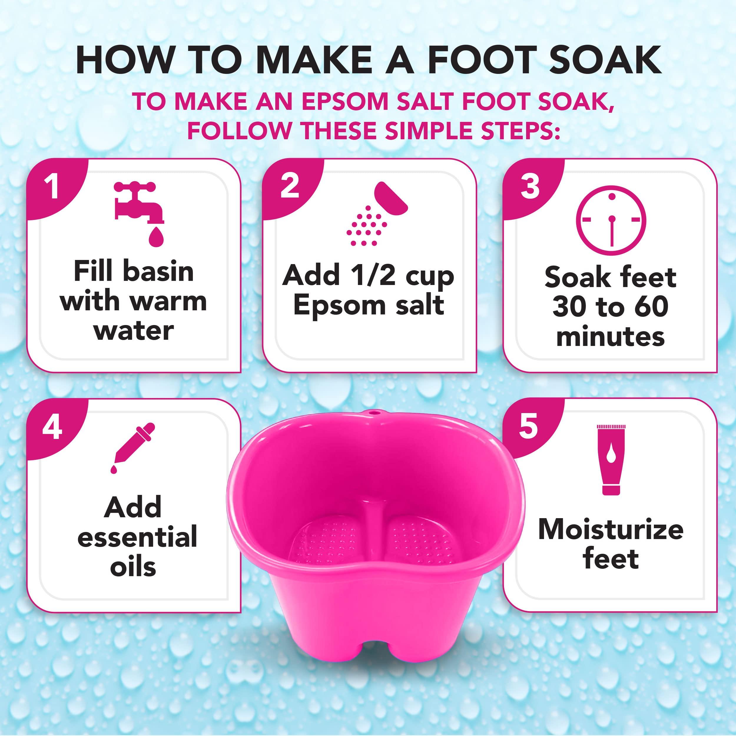 Mantello Mantello Foot Tub- Extra Large Foot Soaking Tub - Foot Basin - Home Foot Basin for Soaking Feet (Hot Pink)