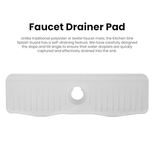 NEREIDS NET Wall-mounted Faucet Drain Pad Kitchen Sink Splash Guard Durable Silicone for Clean Organized White S