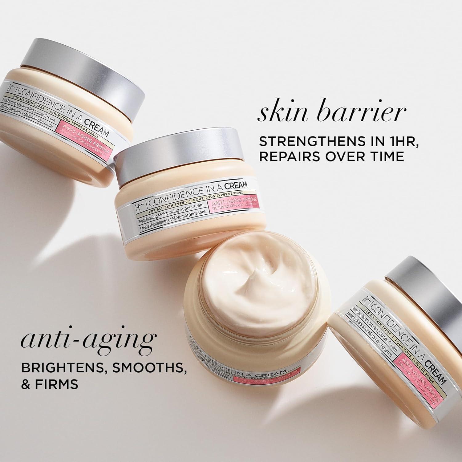 IT Cosmetics IT Cosmetics Confidence in a Cream Full Size - Hydrating & Anti Aging Face Moisturizer, Visibly Reduces Fine Lines, Wrinkles & Signs of Aging, Repairs Skin Barrier, With Squalane & Ceramides - 2 fl oz