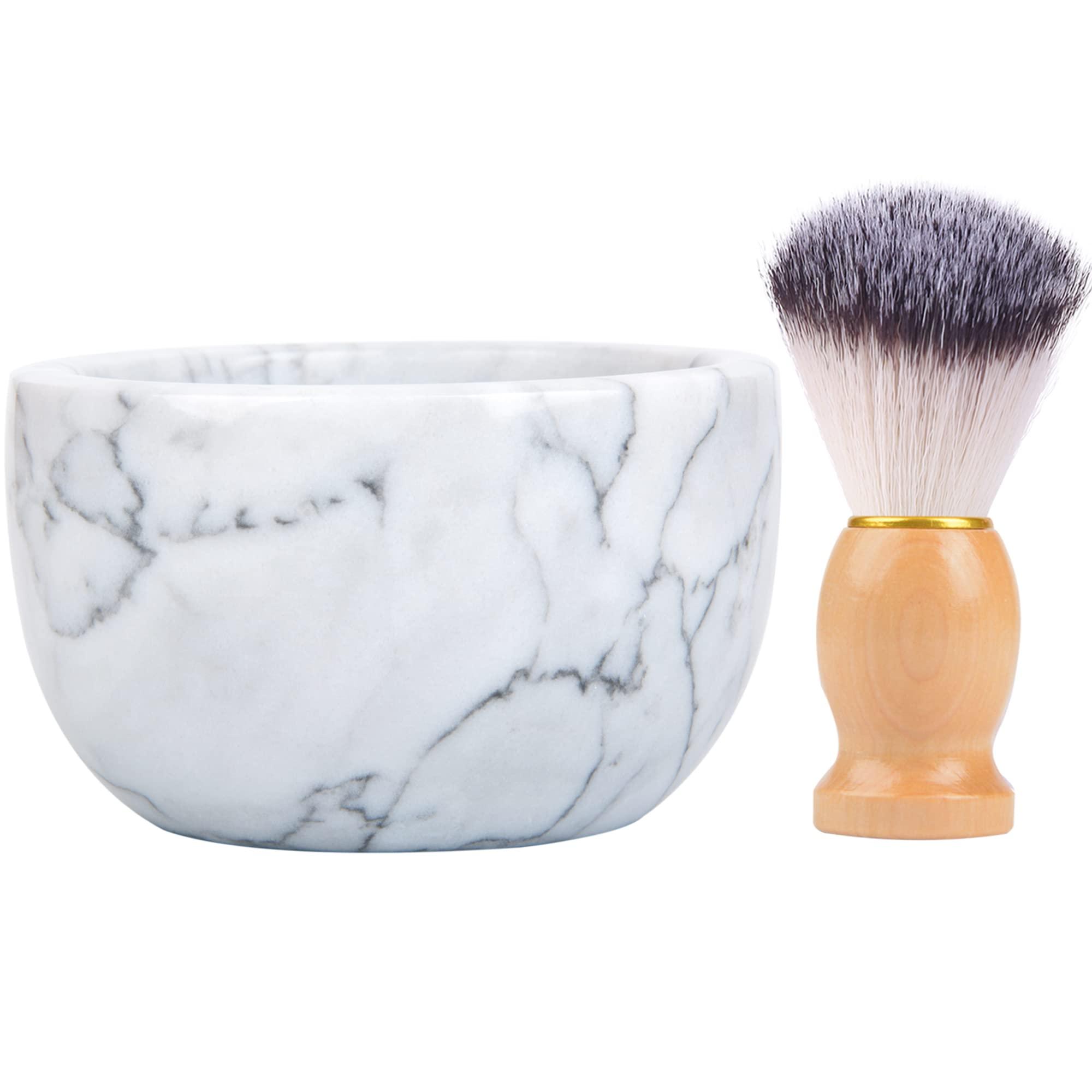 aisiming aisiming Marble Shaving Bowl for Shaving Soap & Cream, Shave Soap Cup Keep Warm Better, Produce Rich Foam Shaving Mug, Easy to Lather, Shaving Cup Gift for Men(White Grey)