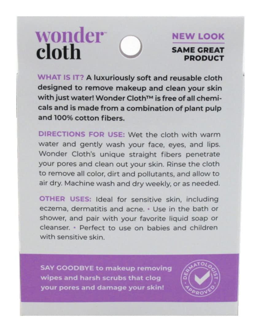 Wonder Wonder Cloth (Pack of 6) - All Natural Make-Up Remover Cloth, Removes Makeup Instantly with Just Water, Cleanses and Exfoliates, Machine Washable