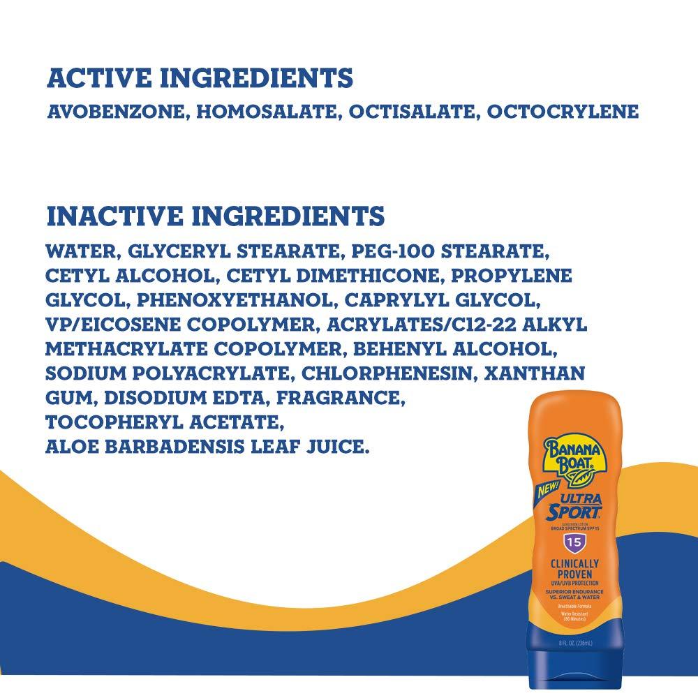 Banana Boat Banana Boat Sport Ultra SPF 15 Sunscreen Lotion, 8oz | Banana Boat Sunscreen SPF 15 Lotion, Oxybenzone Free Sunscreen, Sunblock Lotion Sunscreen, Banana Boat Lotion SPF 15, 8oz (Pack of 2)