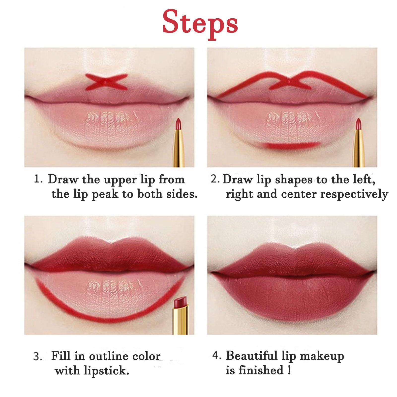 Etuanxi 3 Pcs Lip Liner and Lipstick Set Kit for Women DNM Matte 24 Hour Lipstick matte lipstick long lasting waterproof lip liner gloss set Dark Ruby Deep Red Lip Crayon Sticks Liner Pencil Set.