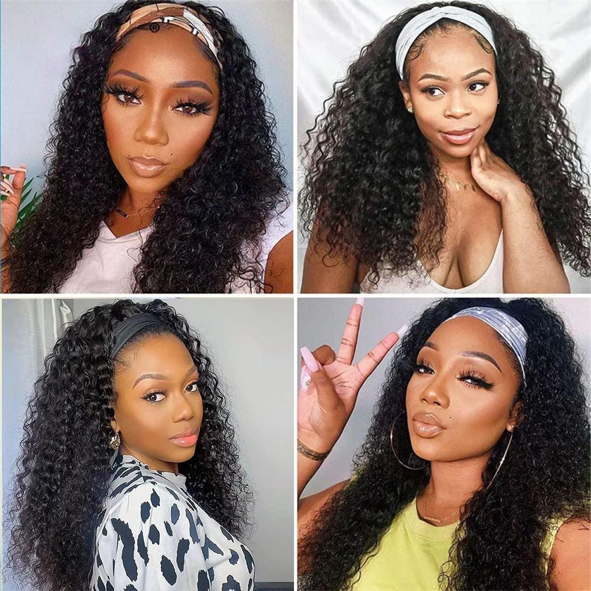 ISEE ISEE Hair Headband Human Hair Wigs 180% Density Water Wave Curly None Lace Front Wigs for Black Women Glueless Deep Wave Machine Made Wigs 22Inch