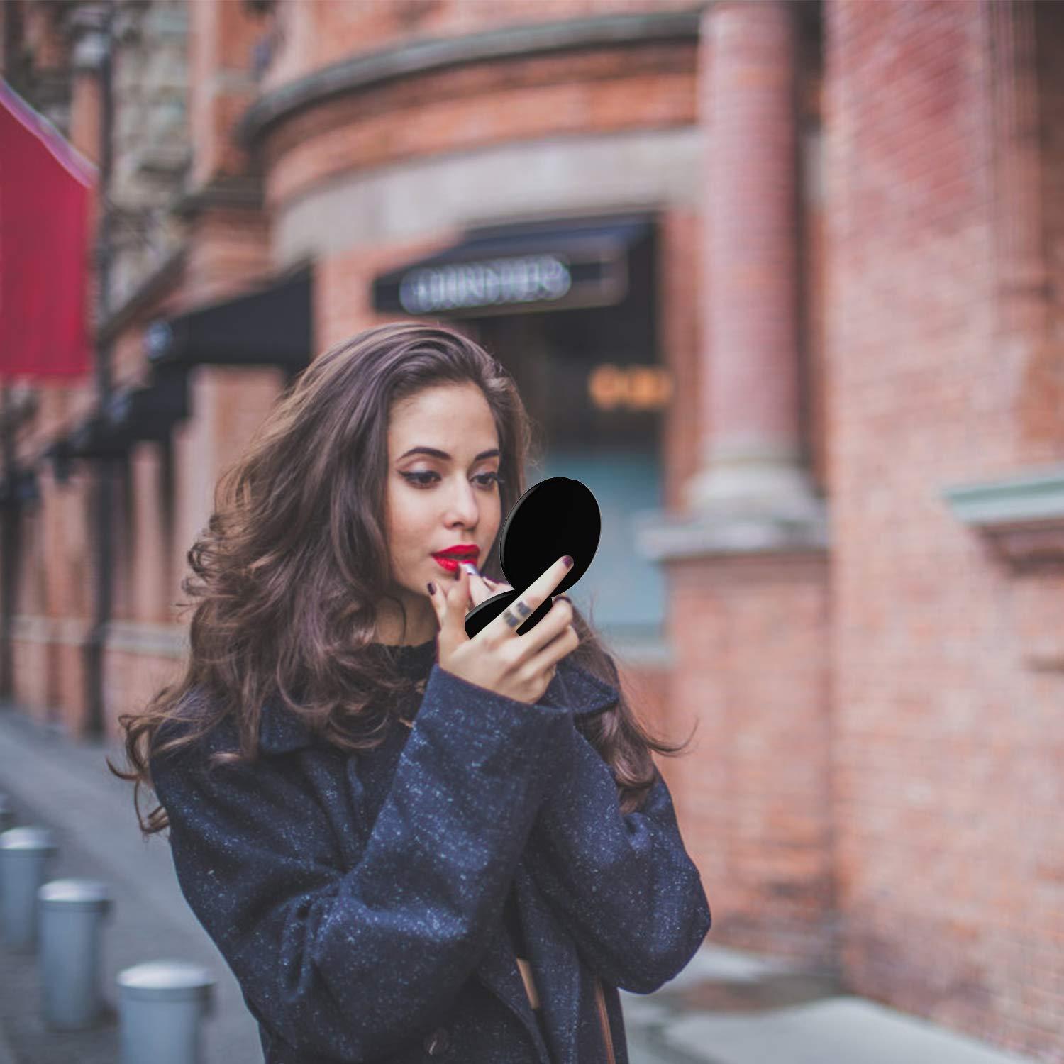 Benbilry Benbilry Compact Travel Makeup Mirror with 10X Magnification for Purses, 4 Inch Double Sided Portable Folding Small Pocket Mirror Black