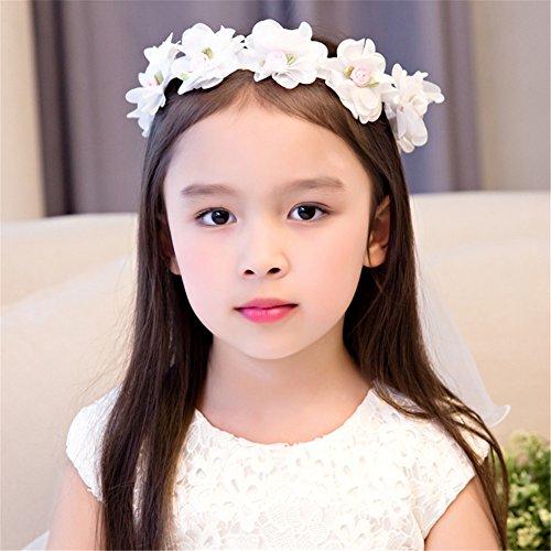 Aimeely Aimeely Lovely Gilrs Children Chiffon Flower Headband Wedding Veil With Comb White