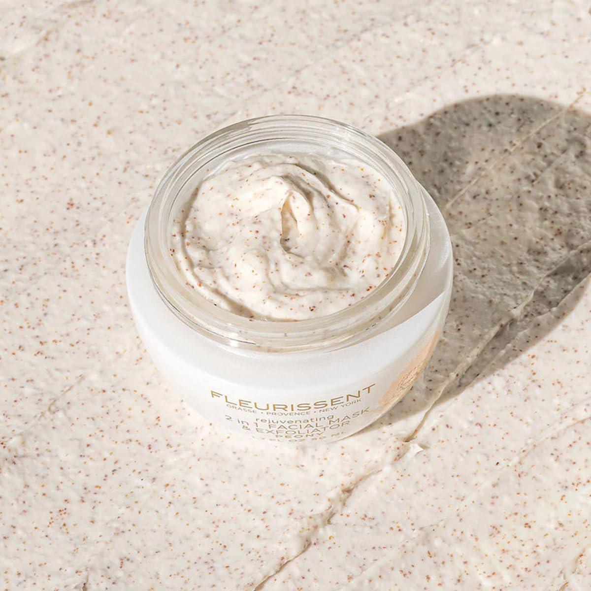 FLEURISSENT Fleurissent Serenity Elixir - Lavender 2-in-1 Facial Mask & Exfoliator, Calming Fusion Florale-6, Organic Roses, Gentle Rice Exfoliation, 98% Natural, 1.7 FL OZ / 50ML