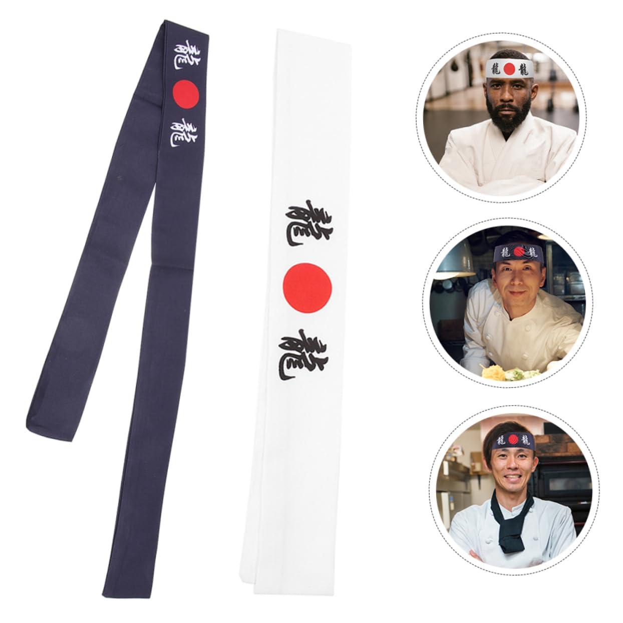COLLBATH COLLBATH 2 Pcs Japanese Hair Band Bandanas Lightsaber Taekwondo Ninja Bands Sushi Chef Headband Head Band Japanese Headband for Samurai Japanese Karate Headband Samurai Headband Cotton