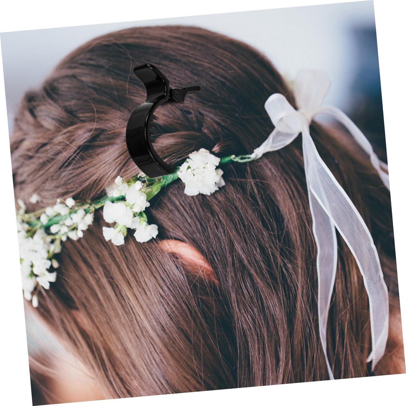 WOONEKY WOONEKY 2Pcs Black Round Inner Toothed Hair Clip Fish Tail Clip Ponytail Holder Strong Tension Hair Claw for Secure Styling and Comfortable Hold