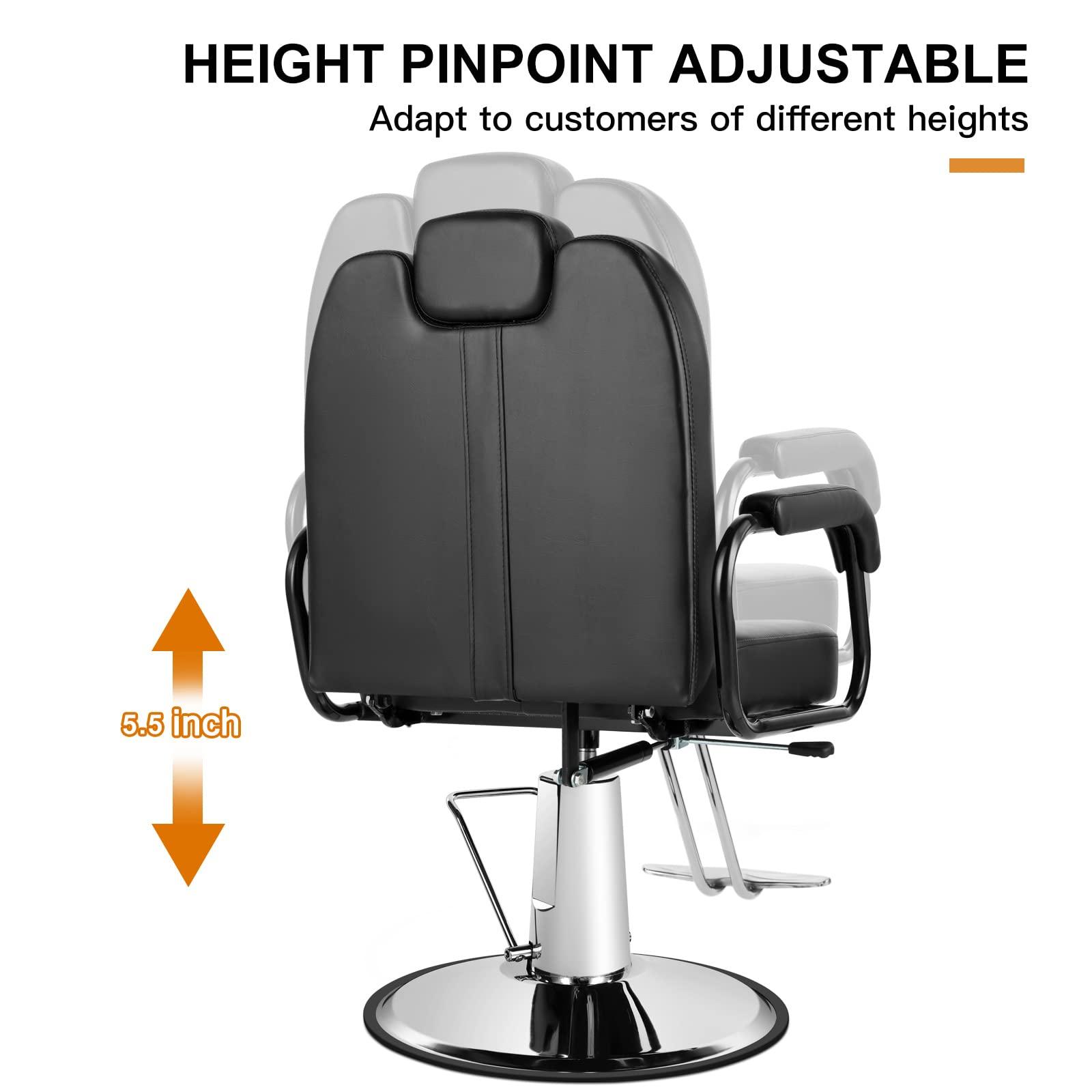 Artist hand Artist hand Barbers Chairs, Heavy Duty Hydraulic Reclining Salon Chair Spa Furniture Shampoo Reclining Extra Wider Seat Beauty Hair Salon Equipment(Black)