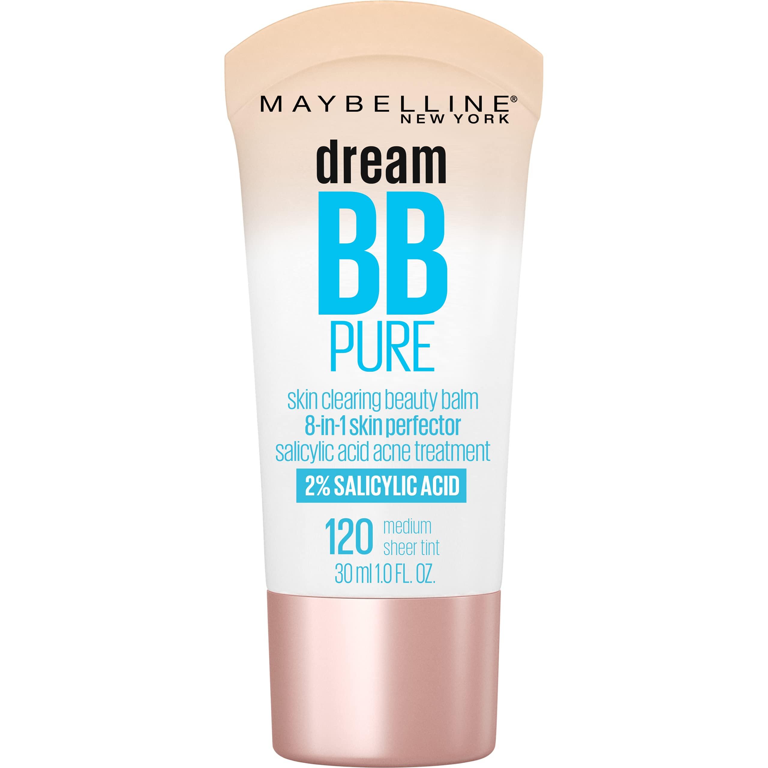 MAYBELLINE Maybelline Dream Pure Skin Clearing BB Cream, 8-in-1 Skin Perfecting Beauty Balm With 2% Salicylic Acid, Sheer Tint Coverage, Oil-Free, Medium, 1 Count