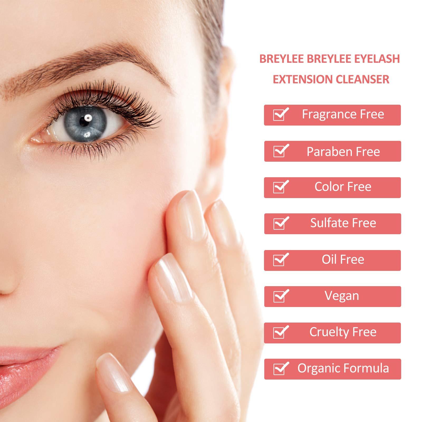 BREYLEE Eyelash Extension Cleanser, BREYLEE Eyelash Extension Shampoo Eyelash Extension Foam & Brushes Eyelid Cleanser for Makeup Remover Paraben & Sulfate Free for Salon and Home Use(200ml, 7 fl oz)