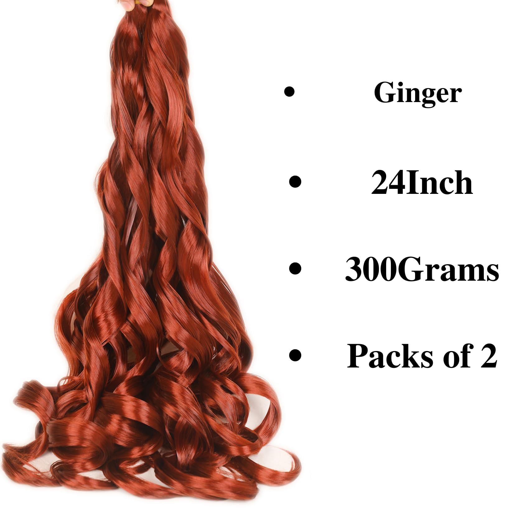 Leticia Ginger French Curl Braiding Hair Curly Loose Wave Braiding Hair Synthetic Fiber Soft 24 inch
