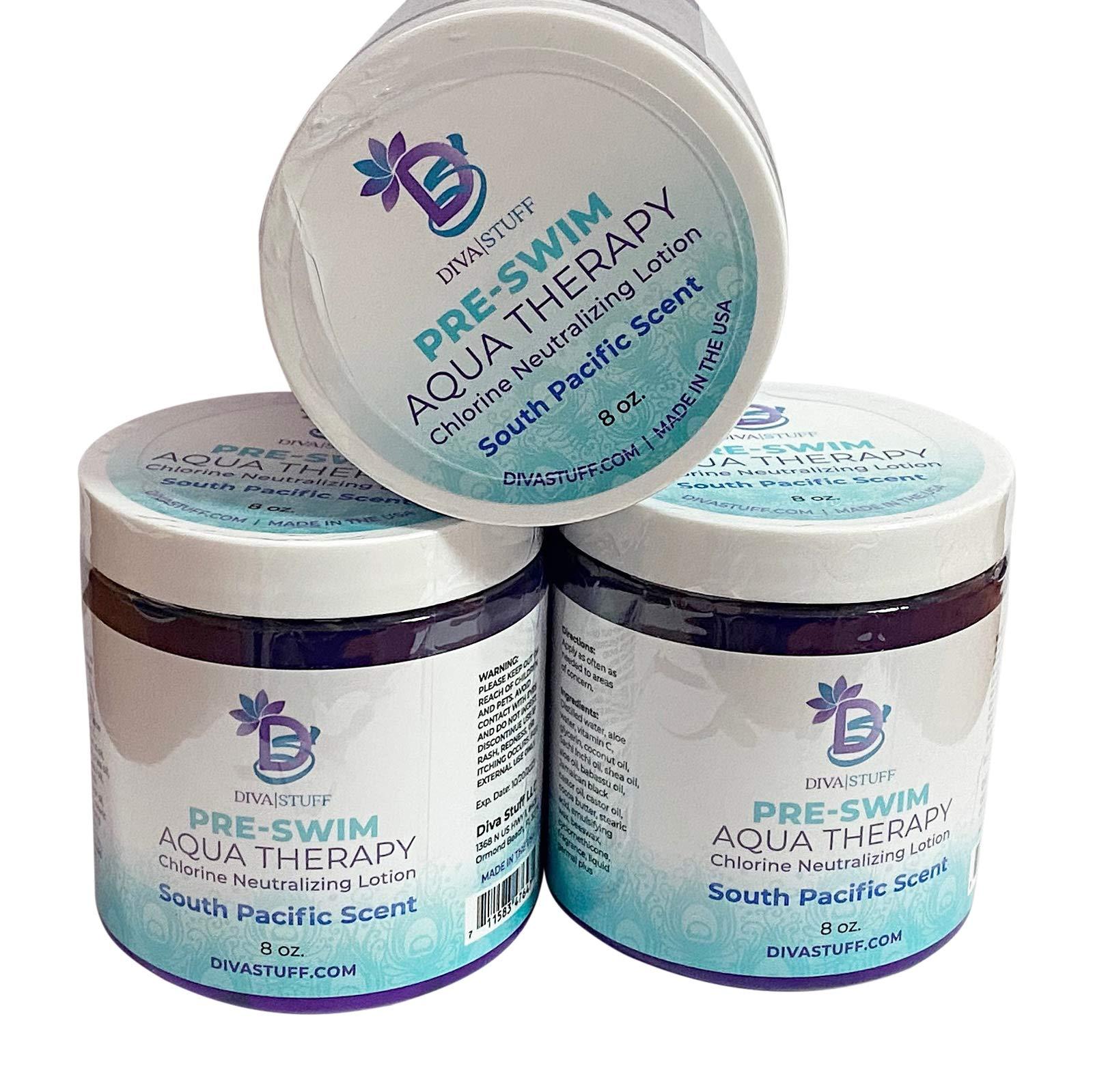 Diva Stuff Diva Stuff Pre-Swim Aqua Therapy Chlorine Neutralizing Body Lotion, Protects Skin From Chlorine and Salt Water (South Pacific 3 Pack)