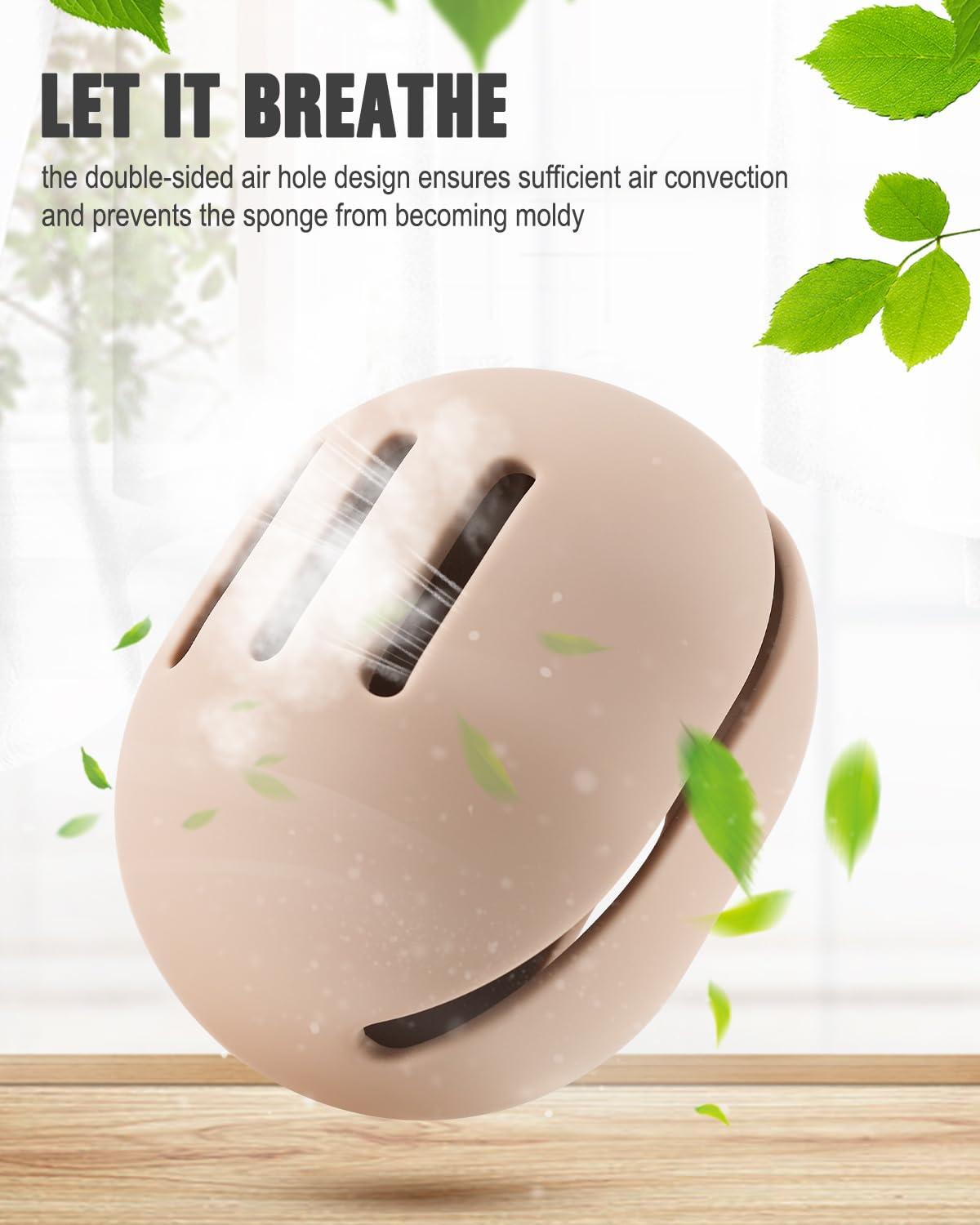 FERYES FERYES 2 PCS Makeup Sponge Holder Shatterproof Eco-Friendly Silicone Beauty Make Up Blender Case for Travel - Khaki