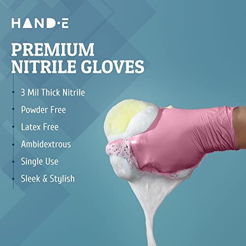 Hand-E Touch Hand-E Touch Pink Nitrile Disposable Gloves X-large, 200 Count - Esthetician, Nail Tech, Microblading, Hair Dye & Stylist, Salon, Cleaning Gloves - Latex Free Gloves