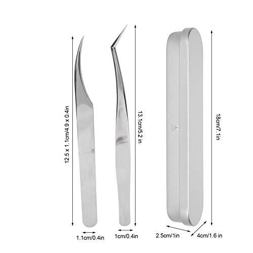 Gerioie Eyelash Tweezers, Stainless Steel Anti-Skid Eyelash Grafting Tweezers, Durable for Easy To Handle Grafting, Splitting, Parting Individuals Eyelash Artists