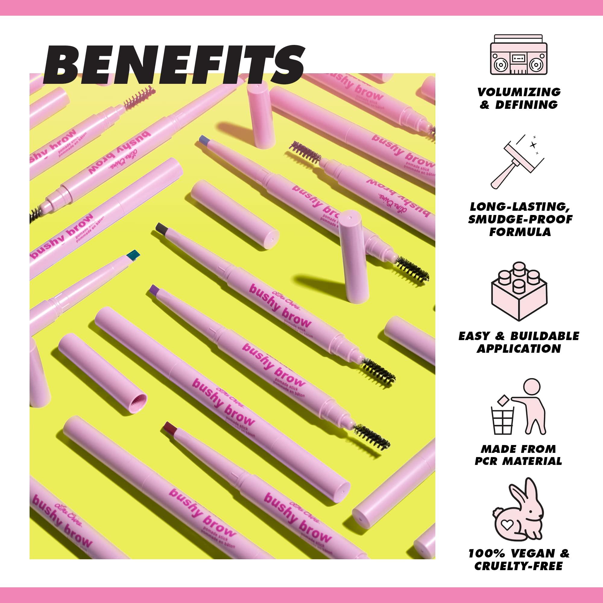 Lime Crime Lime Crime Bushy Brow Pomade Pencil, Valentine (Crimson Red) - 2-in-1 Brush & Pomade Pencil Gives Eyebrows Volume & Texture - Long-Lasting, Defining & Smudge-Proof - Vegan, Cruelty-Free