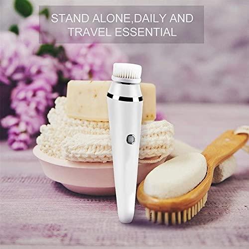 SMSOM SMSOM Electric Facial Cleansing Brush, Face Scrubber Spin Rechargeable IPX7 Waterproof, 3 Brush Heads for Deep Cleansing, Gentle Exfoliating (White)